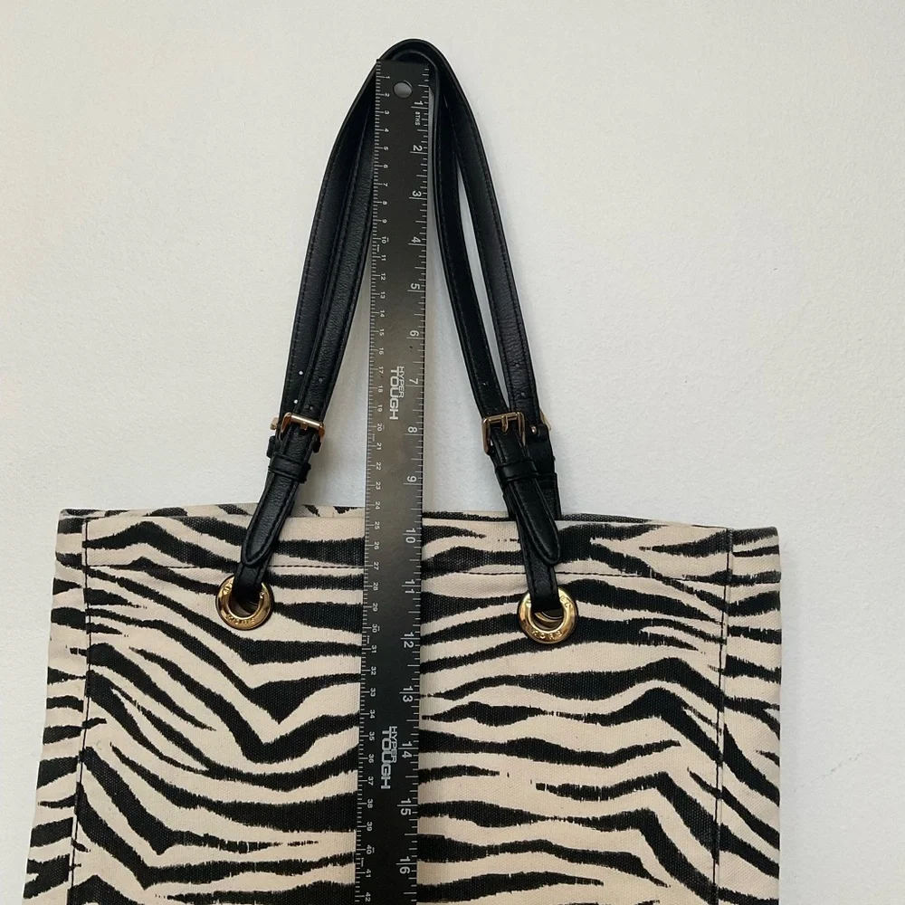 New Michael by Michael Kors Zebra print canvas tote black and white